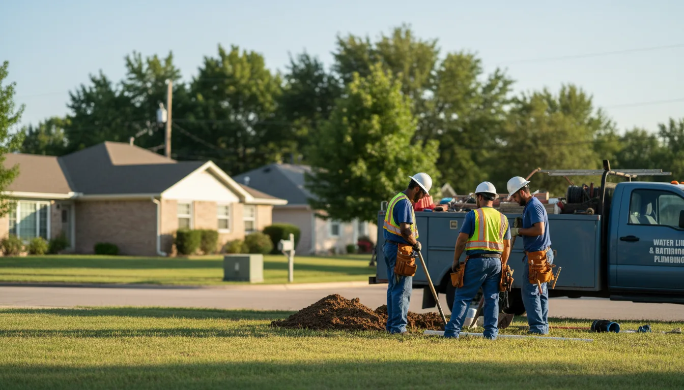 Residential water line and bathroom plumbing service in Douglas, OK
